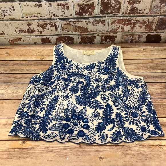 Anthropologie Tops - Anthropologie Sequin Crop Tank
